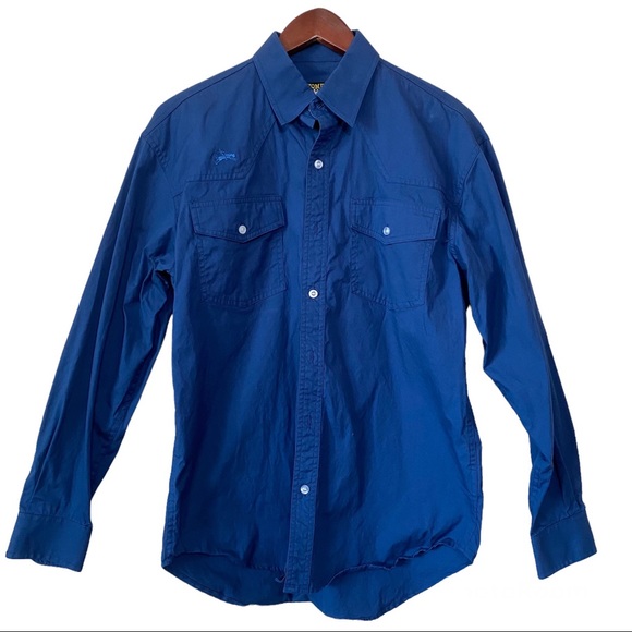 Wyoming Traders Long Sleeve Twill Western Shirt Navy Blue Size Small - Picture 2 of 8